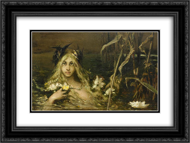 Water Nymph 24x18 Black Ornate Wood Framed Art Print Poster with Double Matting by Kotarbinski, Wilhelm
