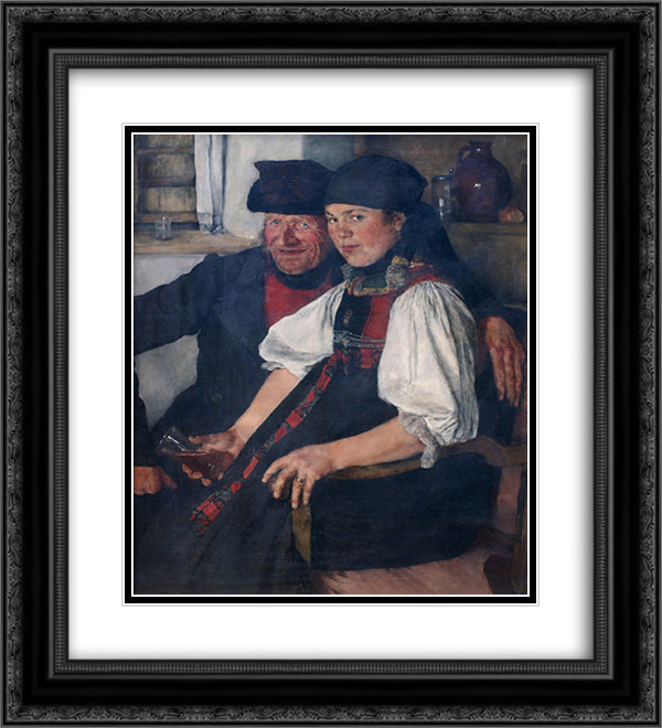 Dag ungleiche Pahr 20x22 Black Ornate Wood Framed Art Print Poster with Double Matting by Leibl, Wilhelm