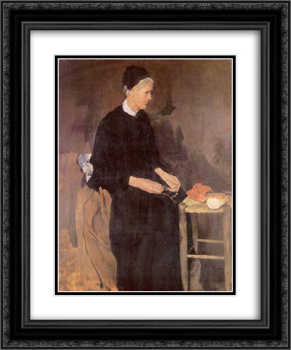 Die alte Pariserin 20x24 Black Ornate Wood Framed Art Print Poster with Double Matting by Leibl, Wilhelm