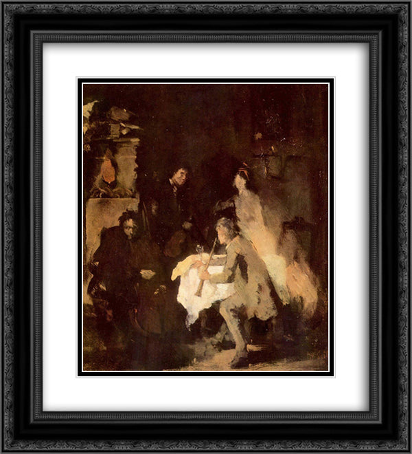 Konzertstudie 20x22 Black Ornate Wood Framed Art Print Poster with Double Matting by Leibl, Wilhelm