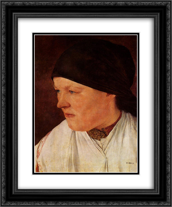 Kopf eines Bauernmadchens 20x24 Black Ornate Wood Framed Art Print Poster with Double Matting by Leibl, Wilhelm