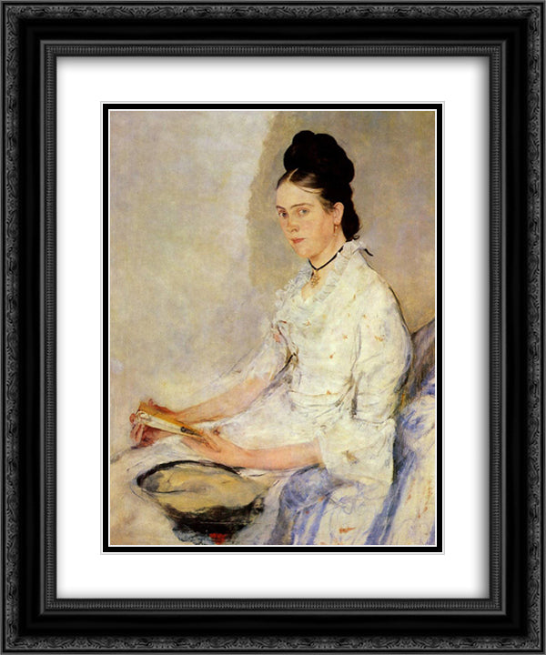 Portrat der Rosine Fischler, Grafin Treuberg 20x24 Black Ornate Wood Framed Art Print Poster with Double Matting by Leibl, Wilhelm