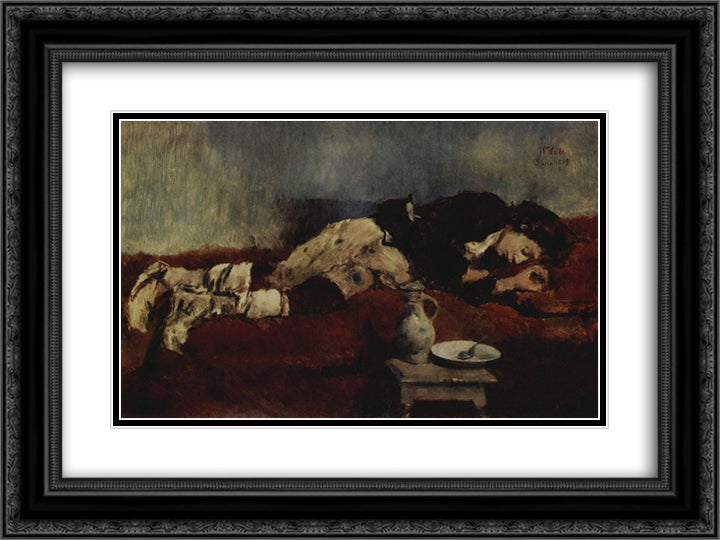 Sleeping Savoyard Boy 24x18 Black Ornate Wood Framed Art Print Poster with Double Matting by Leibl, Wilhelm
