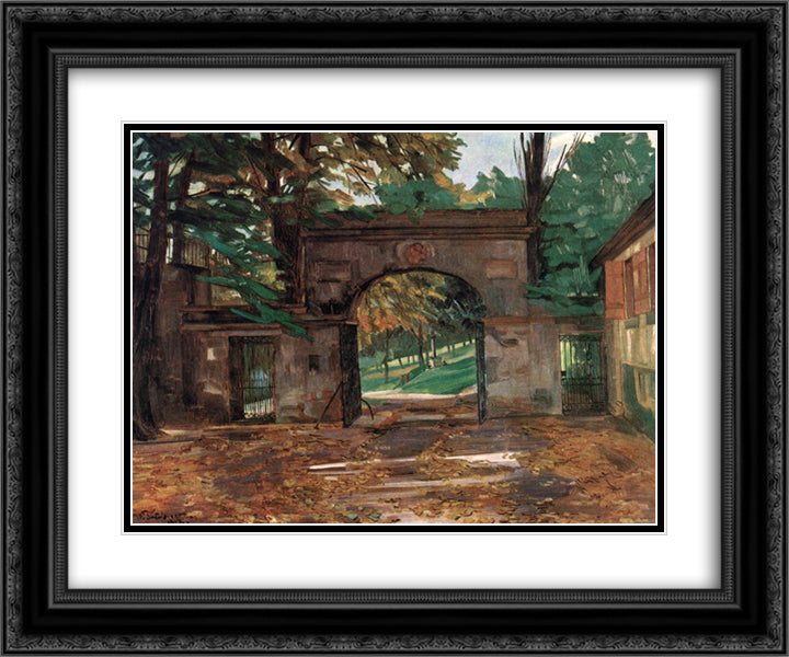 Neuburg Gates, Heidelberg 24x20 Black Ornate Wood Framed Art Print Poster with Double Matting by Trubner, Wilhelm