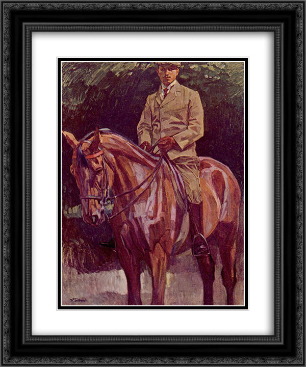 Reiterportrat 20x24 Black Ornate Wood Framed Art Print Poster with Double Matting by Trubner, Wilhelm