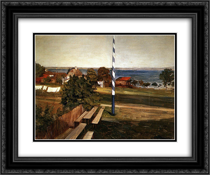 The Pub on Fraueninsel 24x20 Black Ornate Wood Framed Art Print Poster with Double Matting by Trubner, Wilhelm