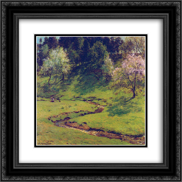 Blossom Time 20x20 Black Ornate Wood Framed Art Print Poster with Double Matting by Metcalf, Willard