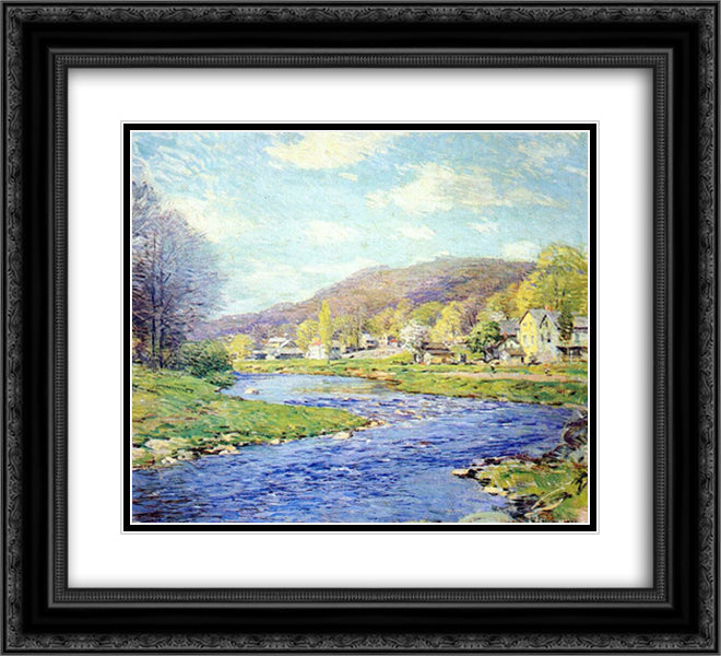 Brook in June 22x20 Black Ornate Wood Framed Art Print Poster with Double Matting by Metcalf, Willard