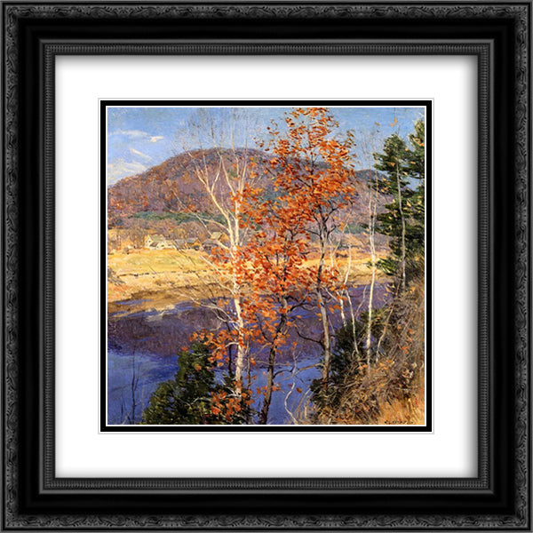 Closing Autumn 20x20 Black Ornate Wood Framed Art Print Poster with Double Matting by Metcalf, Willard