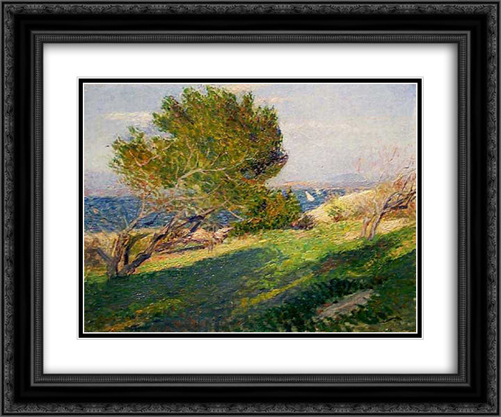 Coast of Brittany 24x20 Black Ornate Wood Framed Art Print Poster with Double Matting by Metcalf, Willard