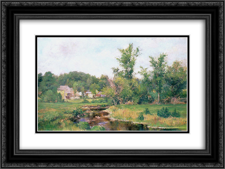 Farm Scene 24x18 Black Ornate Wood Framed Art Print Poster with Double Matting by Metcalf, Willard