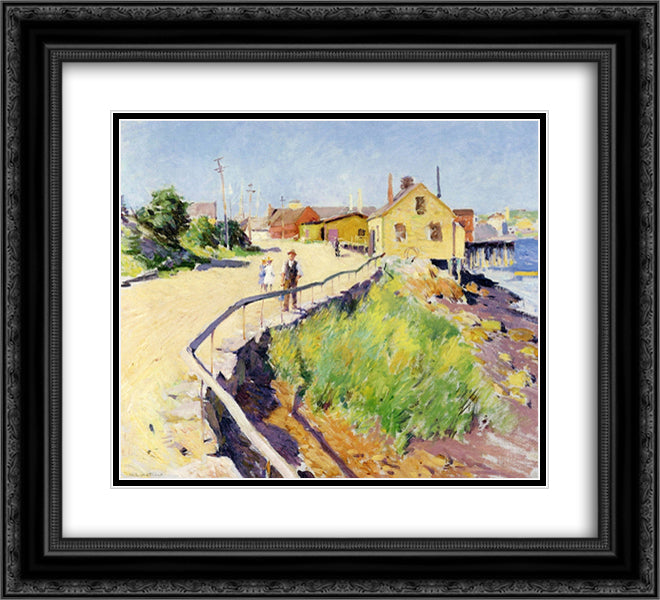 Inner Harbour, Gloucester 22x20 Black Ornate Wood Framed Art Print Poster with Double Matting by Metcalf, Willard