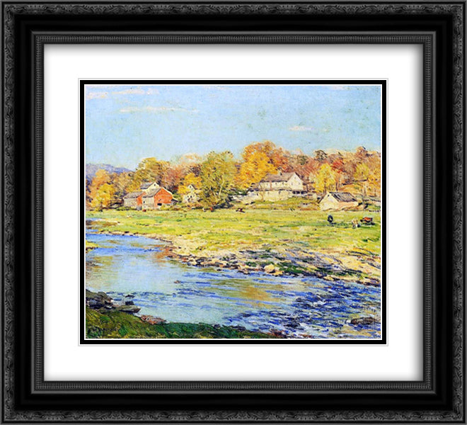 Late Afternoon in October 22x20 Black Ornate Wood Framed Art Print Poster with Double Matting by Metcalf, Willard