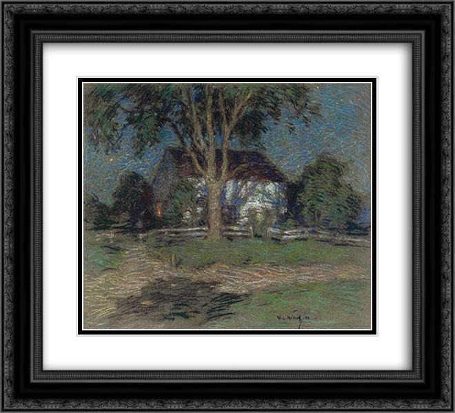Moonlight 22x20 Black Ornate Wood Framed Art Print Poster with Double Matting by Metcalf, Willard