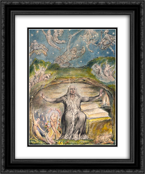 Illustration to Milton`s L`Allegro and Il Penseroso 20x24 Black Ornate Wood Framed Art Print Poster with Double Matting by Blake, William
