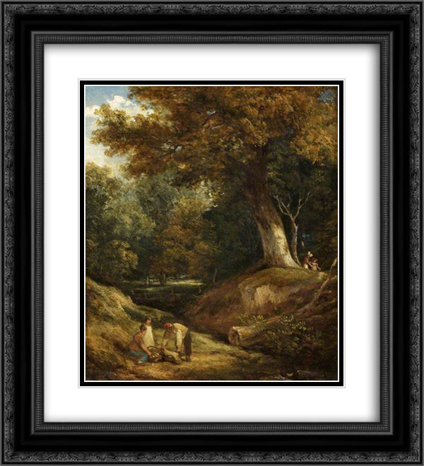 A Woodland Glade with Figures 20x22 Black Ornate Wood Framed Art Print Poster with Double Matting by Collins, William