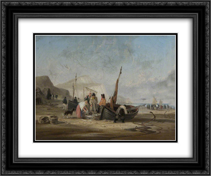 Beach Scene 24x20 Black Ornate Wood Framed Art Print Poster with Double Matting by Collins, William