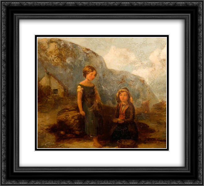 Children Gathering Seaweed 22x20 Black Ornate Wood Framed Art Print Poster with Double Matting by Collins, William
