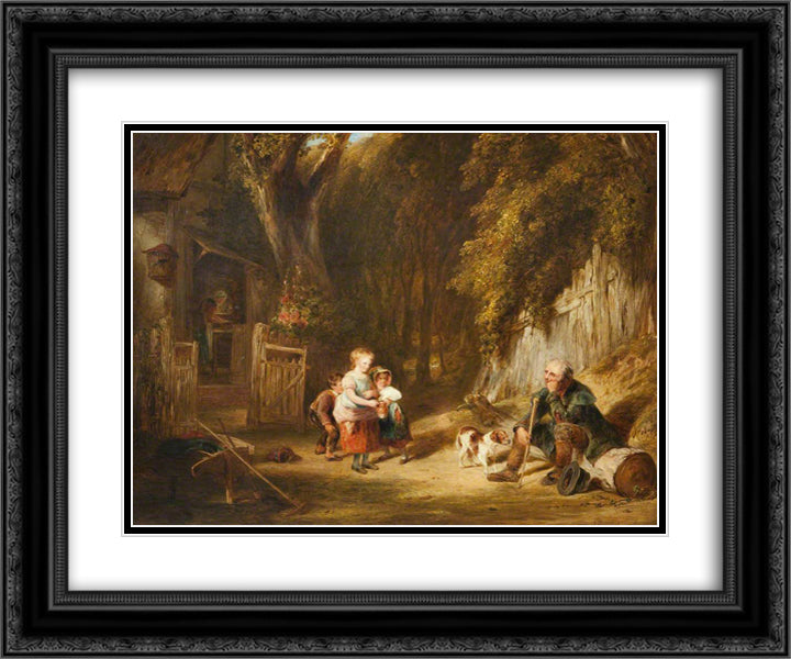 Cottage Hospitality 24x20 Black Ornate Wood Framed Art Print Poster with Double Matting by Collins, William