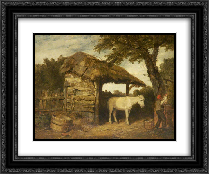 Rustic Shed 24x20 Black Ornate Wood Framed Art Print Poster with Double Matting by Collins, William