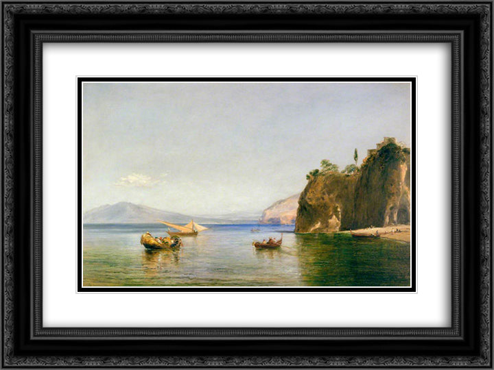 The Caves of Ulysses at Sorrento, Naples 24x18 Black Ornate Wood Framed Art Print Poster with Double Matting by Collins, William