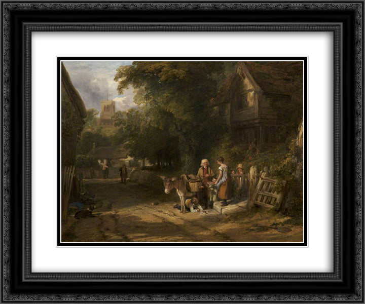 The Cherry Seller 24x20 Black Ornate Wood Framed Art Print Poster with Double Matting by Collins, William