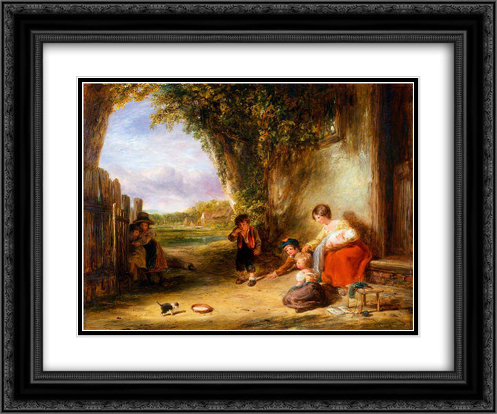 The Stray Kitten 24x20 Black Ornate Wood Framed Art Print Poster with Double Matting by Collins, William