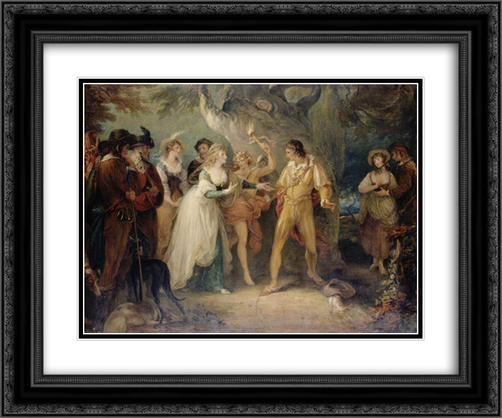 A Scene from 'As You Like It' by William Shakespeare 24x20 Black Ornate Wood Framed Art Print Poster with Double Matting by Hamilton, William