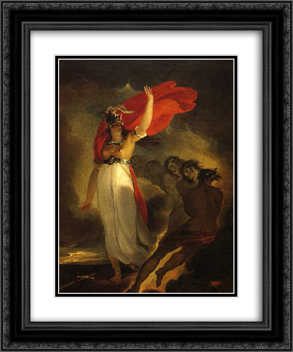 Joan of Arc and the Furies 20x24 Black Ornate Wood Framed Art Print Poster with Double Matting by Hamilton, William
