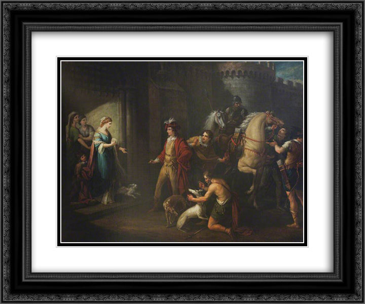 King Edgar's First Interview with Queen Elfrida (Aelfryth) 24x20 Black Ornate Wood Framed Art Print Poster with Double Matting by Hamilton, William