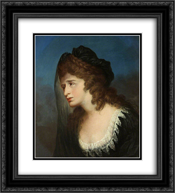 Sarah Siddons as Isabella from 'The Tragedy of Isabella' or 'The Fatal Marriage' 20x22 Black Ornate Wood Framed Art Print Poster with Double Matting by Hamilton, William