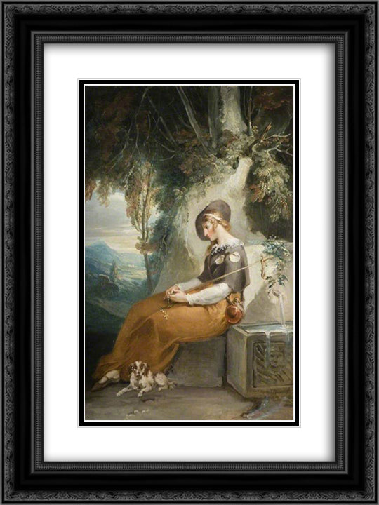 The Pilgrim 18x24 Black Ornate Wood Framed Art Print Poster with Double Matting by Hamilton, William
