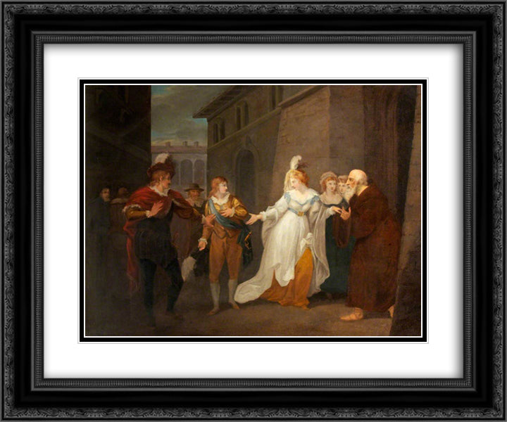 Twelfth Night' by William Shakespeare. Act V, Scene 1 24x20 Black Ornate Wood Framed Art Print Poster with Double Matting by Hamilton, William