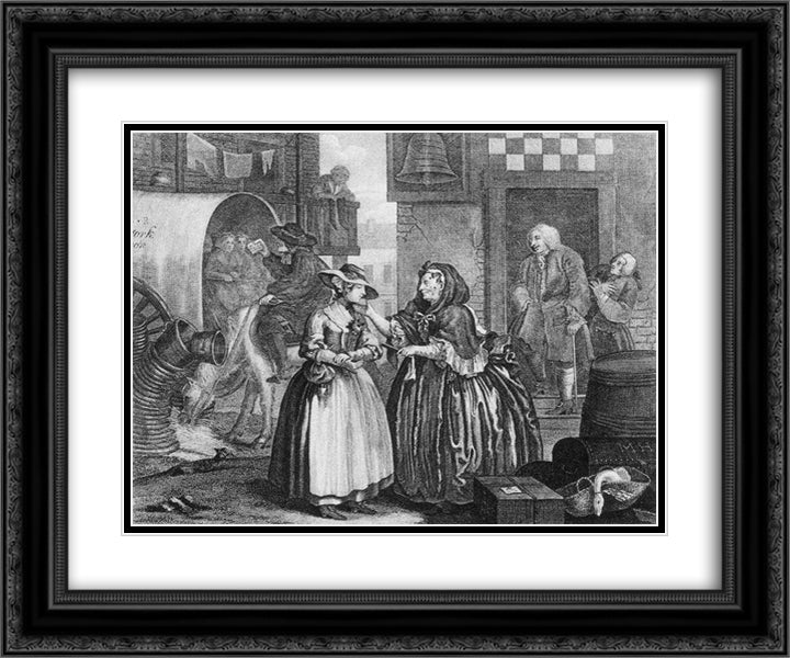 A Harlot's Progress, plate 1 24x20 Black Ornate Wood Framed Art Print Poster with Double Matting by Hogarth, William