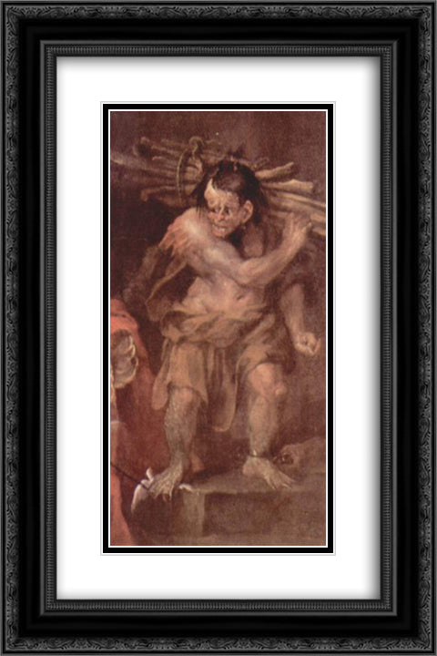 Caliban from The Tempest of William Shakespeare 16x24 Black Ornate Wood Framed Art Print Poster with Double Matting by Hogarth, William