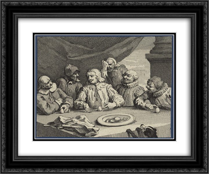 Columbus Breaking the Egg (Christopher Columbus) 24x20 Black Ornate Wood Framed Art Print Poster with Double Matting by Hogarth, William