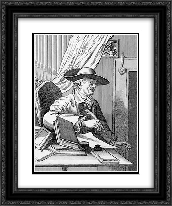 English librettist Thomas Morell 20x24 Black Ornate Wood Framed Art Print Poster with Double Matting by Hogarth, William