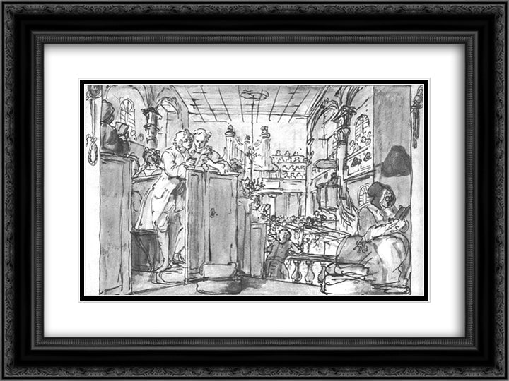 Industrious 'Prentice Performing Duties of Christian 24x18 Black Ornate Wood Framed Art Print Poster with Double Matting by Hogarth, William