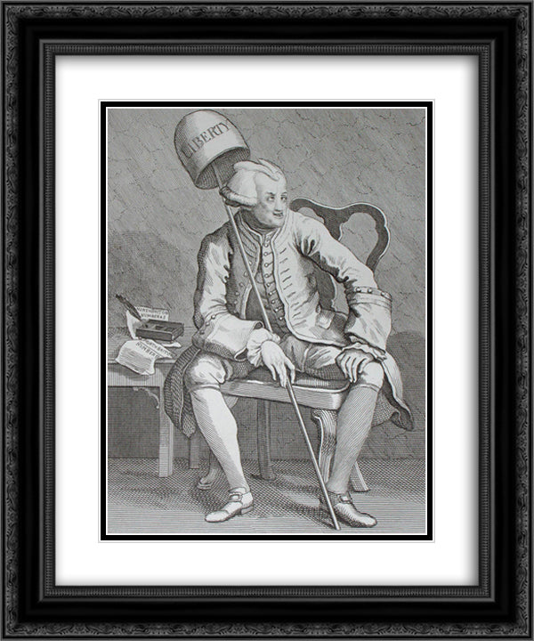 John Wilkes 20x24 Black Ornate Wood Framed Art Print Poster with Double Matting by Hogarth, William