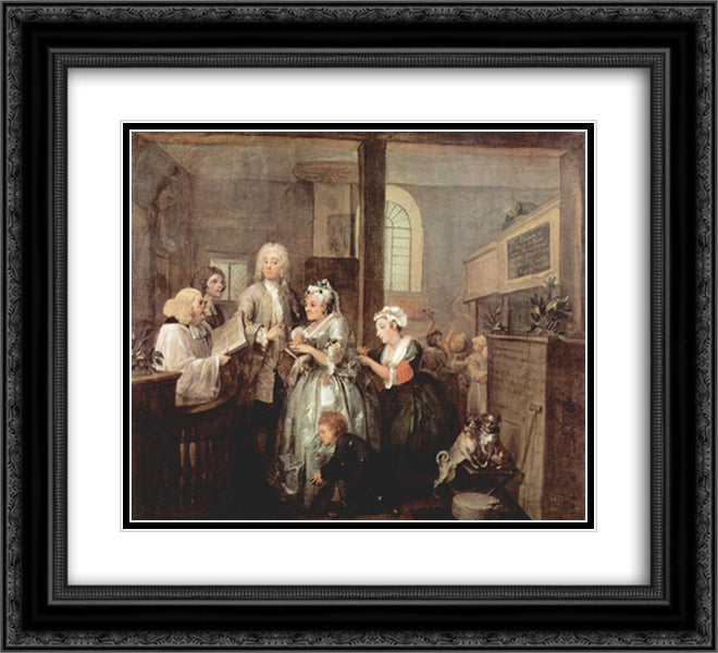 Marriage 22x20 Black Ornate Wood Framed Art Print Poster with Double Matting by Hogarth, William