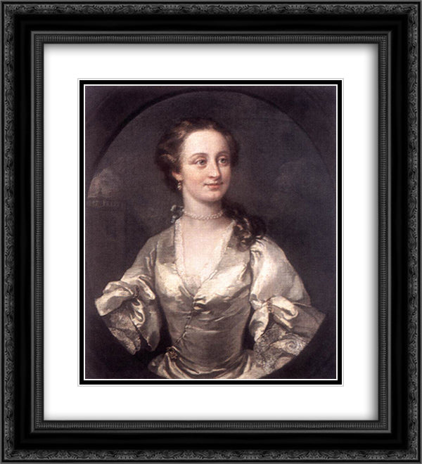 Portrait of a Young Woman 20x22 Black Ornate Wood Framed Art Print Poster with Double Matting by Hogarth, William