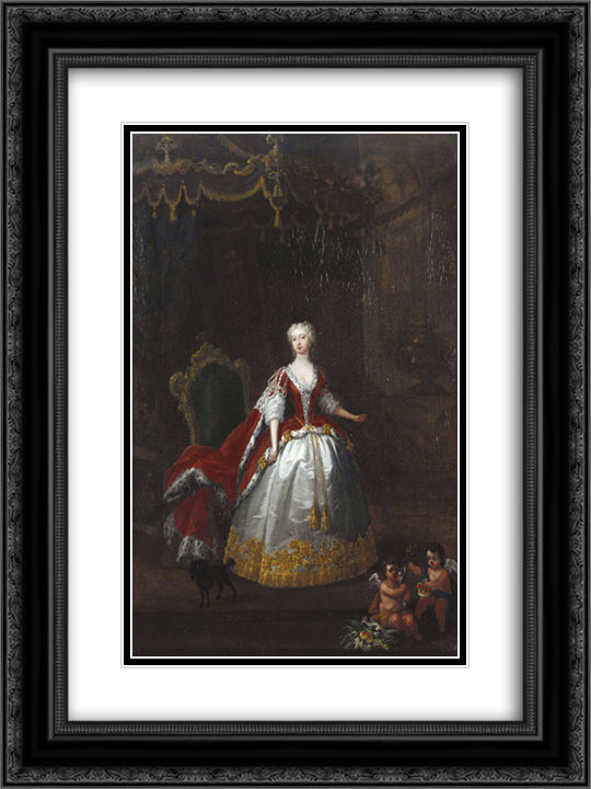 Portrait of Augusta of Saxe Gotha 18x24 Black Ornate Wood Framed Art Print Poster with Double Matting by Hogarth, William