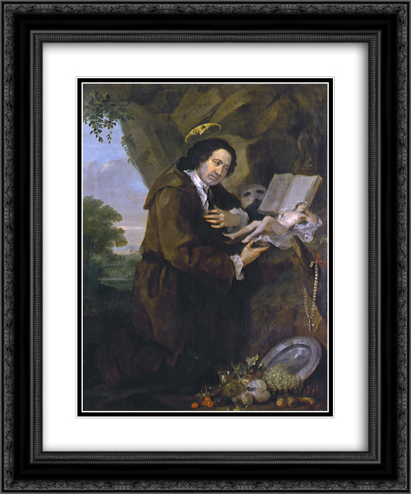 Portrait of en'Francis Dashwood, 15th Baron of Despencer 20x24 Black Ornate Wood Framed Art Print Poster with Double Matting by Hogarth, William