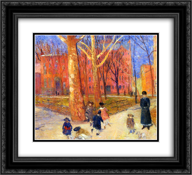 29 Washington Square 22x20 Black Ornate Wood Framed Art Print Poster with Double Matting by Glackens, William James