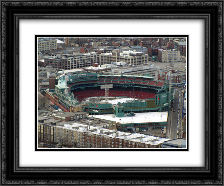Fenway Park in Winter 24x20 Black Ornate Wood Framed Art Print Poster with Double Matting