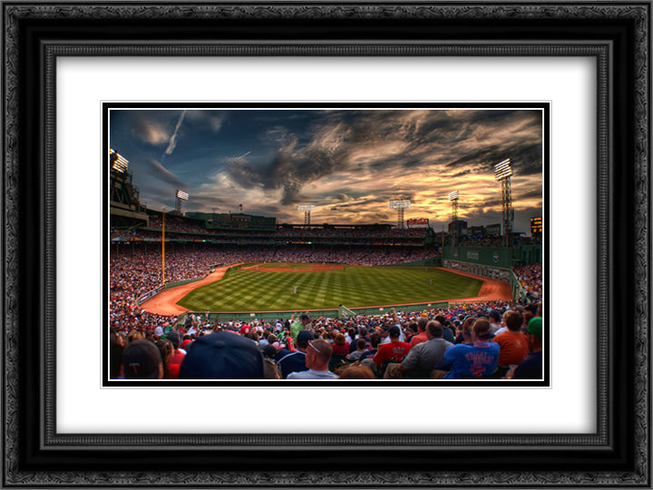 Fenway Park 24x18 Black Ornate Wood Framed Art Print Poster with Double Matting