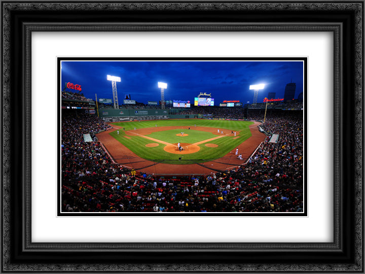 Fenway Park 24x18 Black Ornate Wood Framed Art Print Poster with Double Matting