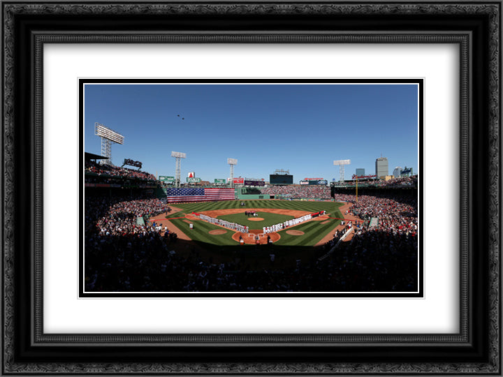 Fenway Park 24x18 Black Ornate Wood Framed Art Print Poster with Double Matting
