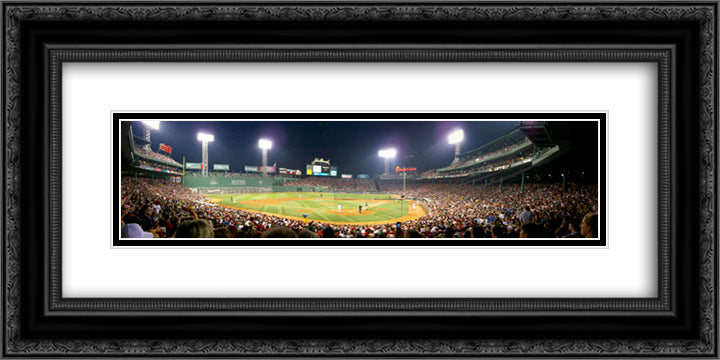 Fenway Park 24x12 Black Ornate Wood Framed Art Print Poster with Double Matting