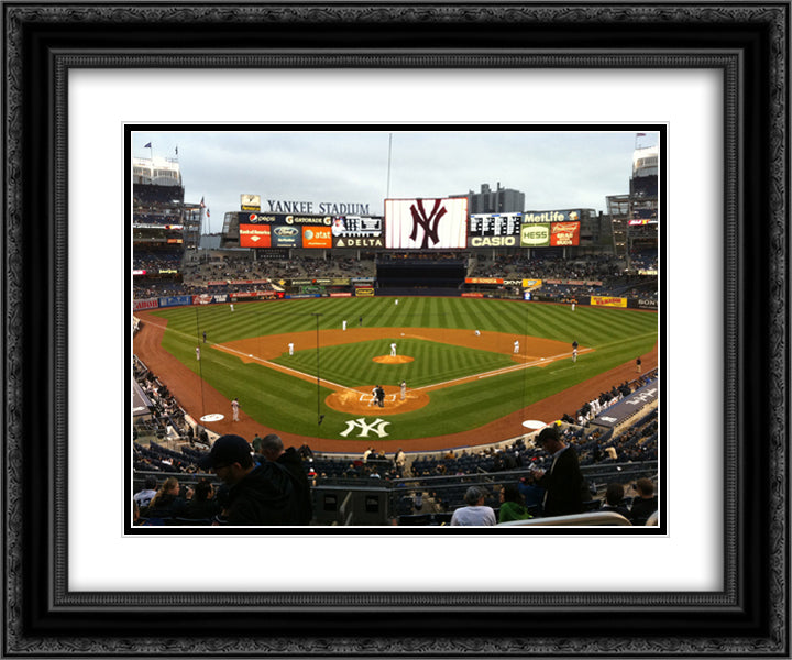 Yankee Stadium 24x20 Black Ornate Wood Framed Art Print Poster with Double Matting